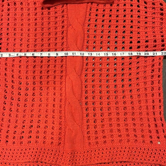 Free People Open Knit Crochet Mockneck Sweater Orange Size Small - Picture 8 of 12
